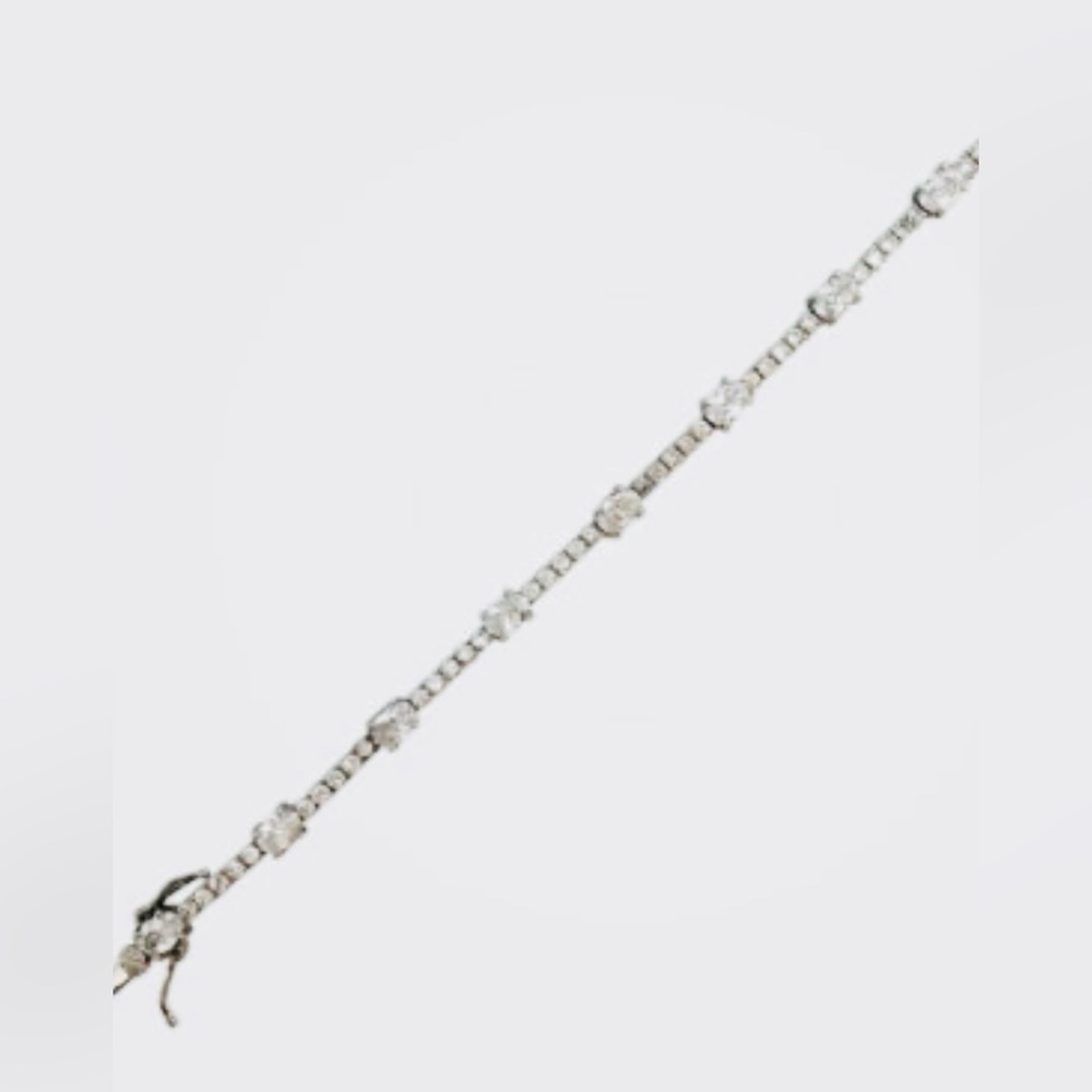 Tennis Bracelet Linear with Square Cubic Zirconia Accents in Silver